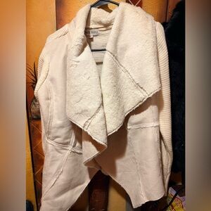 Knox Rose Cream Draped Teddy Open-Front Jacket